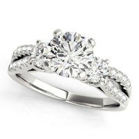 14k White Gold Split Shank 3 Stone Round Diamond Engagement Ring (2 cttw) - Forever in Harmony