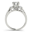 14k White Gold Split Shank 3 Stone Round Diamond Engagement Ring (2 cttw) - Forever in Harmony