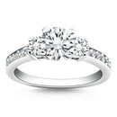 14k White Gold Three Stone Engagement Ring with Diamond Band - Forever in Harmony