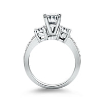 14k White Gold Three Stone Engagement Ring with Diamond Band - Forever in Harmony