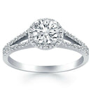 14k White Gold Diamond Halo Split Shank Engagement Ring - Forever in Harmony