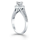 14k White Gold Diamond Halo Split Shank Engagement Ring - Forever in Harmony