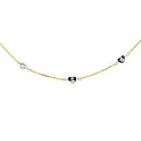 14k Two Tone Gold Anklet with Diamond Cut Heart Style Stations - Forever in Harmony