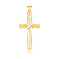 14k Two-Tone Gold Cross Pendant with a Center X Design - Forever in Harmony