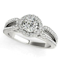 14k White Gold Diamond Engagement Ring with Teardrop Split Shank (7/8 cttw) - Forever in Harmony