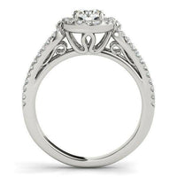 14k White Gold Diamond Engagement Ring with Teardrop Split Shank (7/8 cttw) - Forever in Harmony