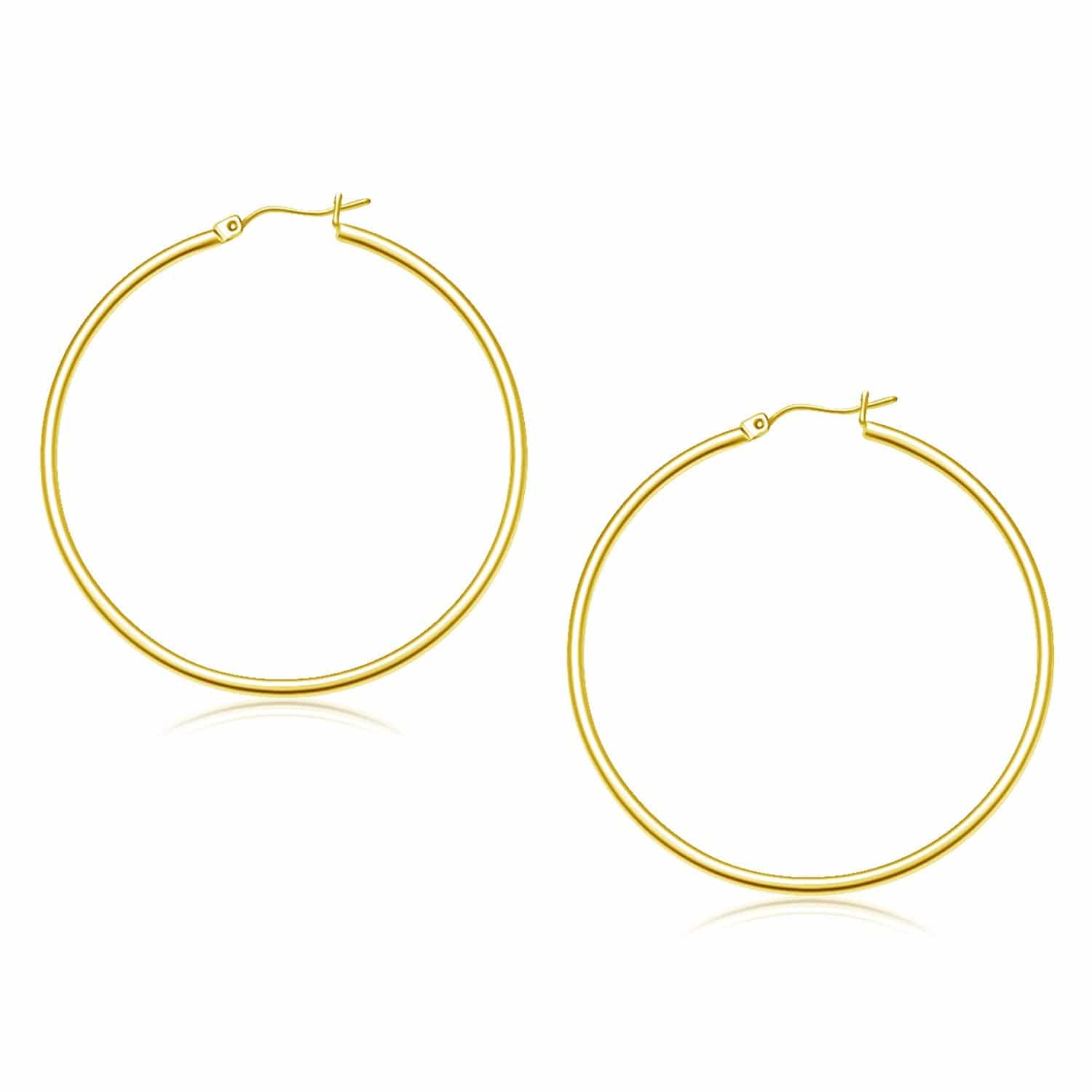 14k Yellow Gold Polished Hoop Earrings (2x45mm) - Forever in Harmony