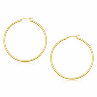 14k Yellow Gold Polished Hoop Earrings (2x45mm) - Forever in Harmony