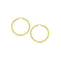 14k Yellow Gold Polished Hoop Earrings (3x20mm) - Forever in Harmony