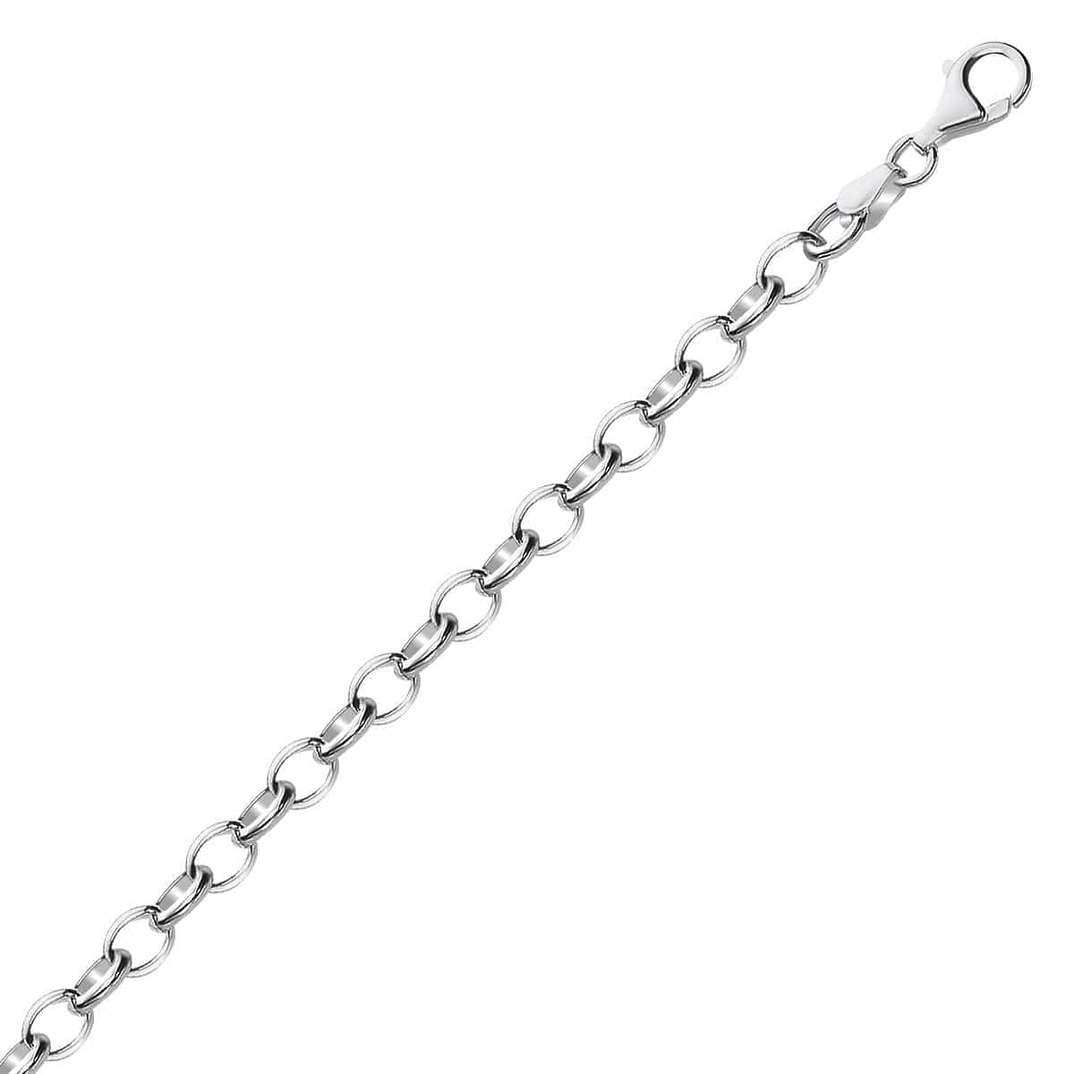 Sterling Silver Polished Charm Bracelet with Rhodium Plating (5.10 mm) |