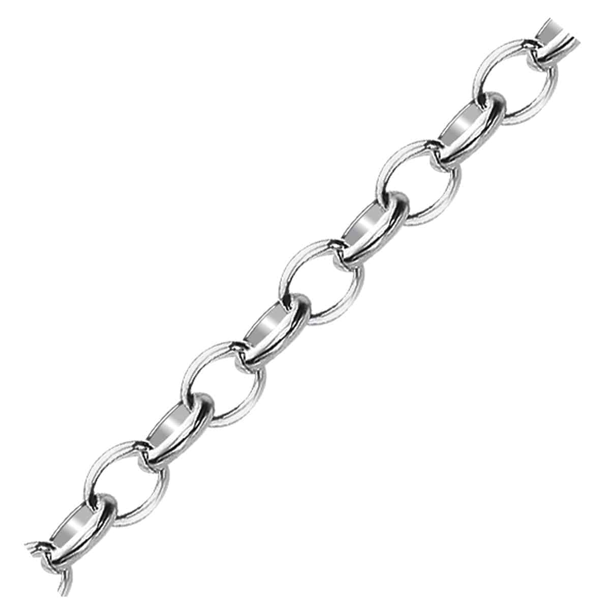 Sterling Silver Polished Charm Bracelet with Rhodium Plating (5.10 mm) |