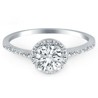 14k White Gold Diamond Halo Collar Engagement Ring - Forever in Harmony