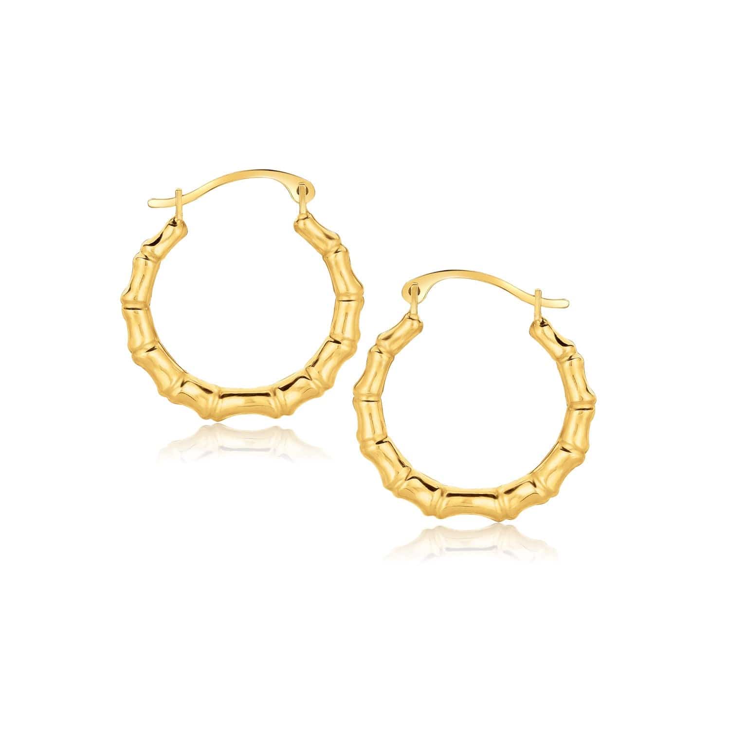 10k Yellow Gold Branch Motif Hoop Earrings - Forever in Harmony