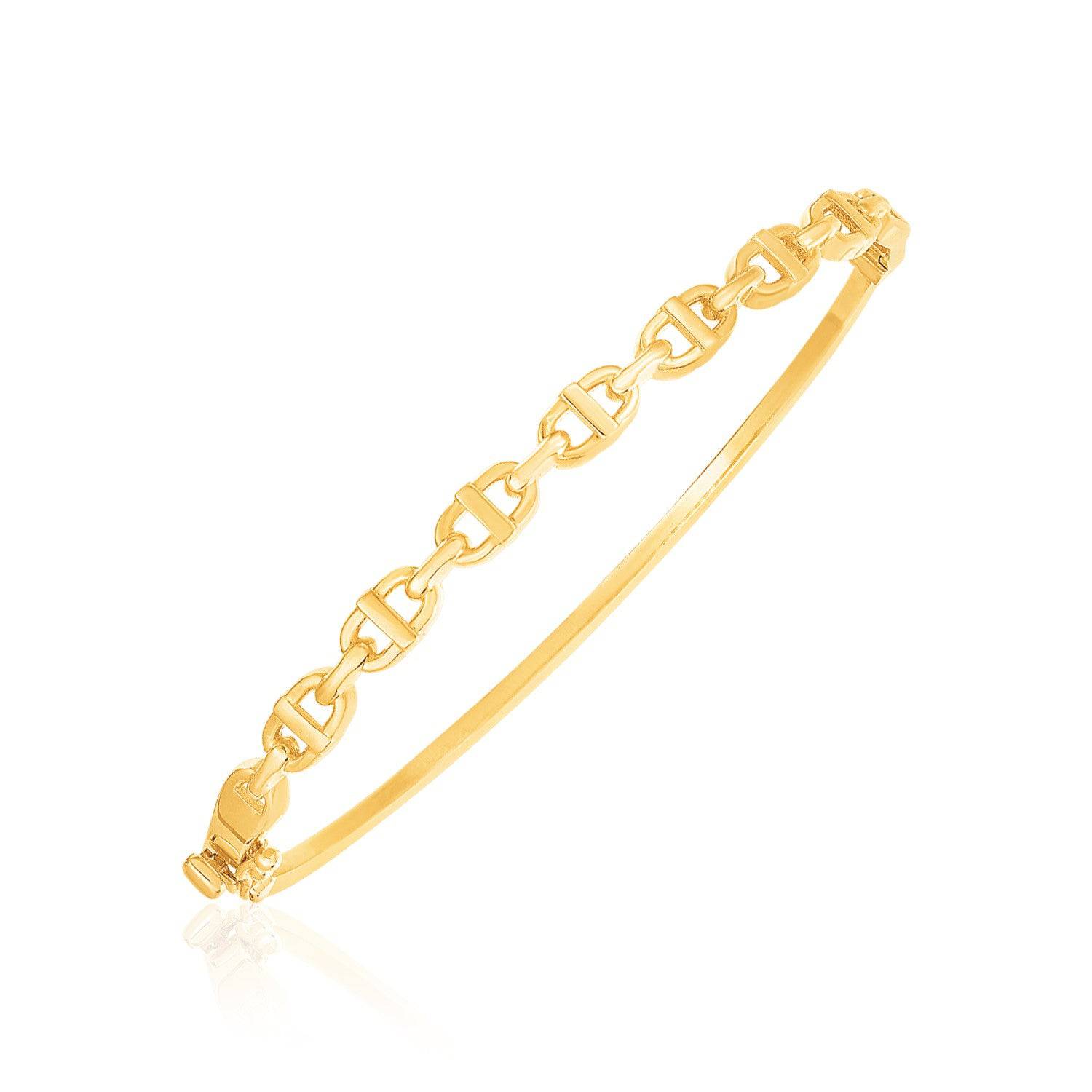 14k Yellow Gold High Polish Puffed Mariner Bangle (5.70 mm) |