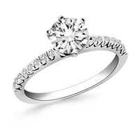 14k White Gold Engagement Ring with Fishtail Diamond Accents - Forever in Harmony