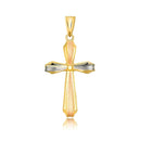 14k Tri Color Gold Cross Motif Pendant with Textured Finish - Forever in Harmony