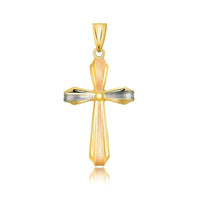 14k Tri Color Gold Cross Motif Pendant with Textured Finish - Forever in Harmony