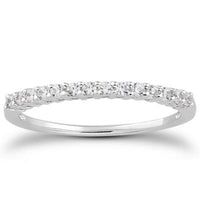 14k White Gold Shared Prong Diamond Wedding Ring Band with Airline Gallery - Forever in Harmony