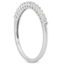 14k White Gold Shared Prong Diamond Wedding Ring Band with Airline Gallery - Forever in Harmony