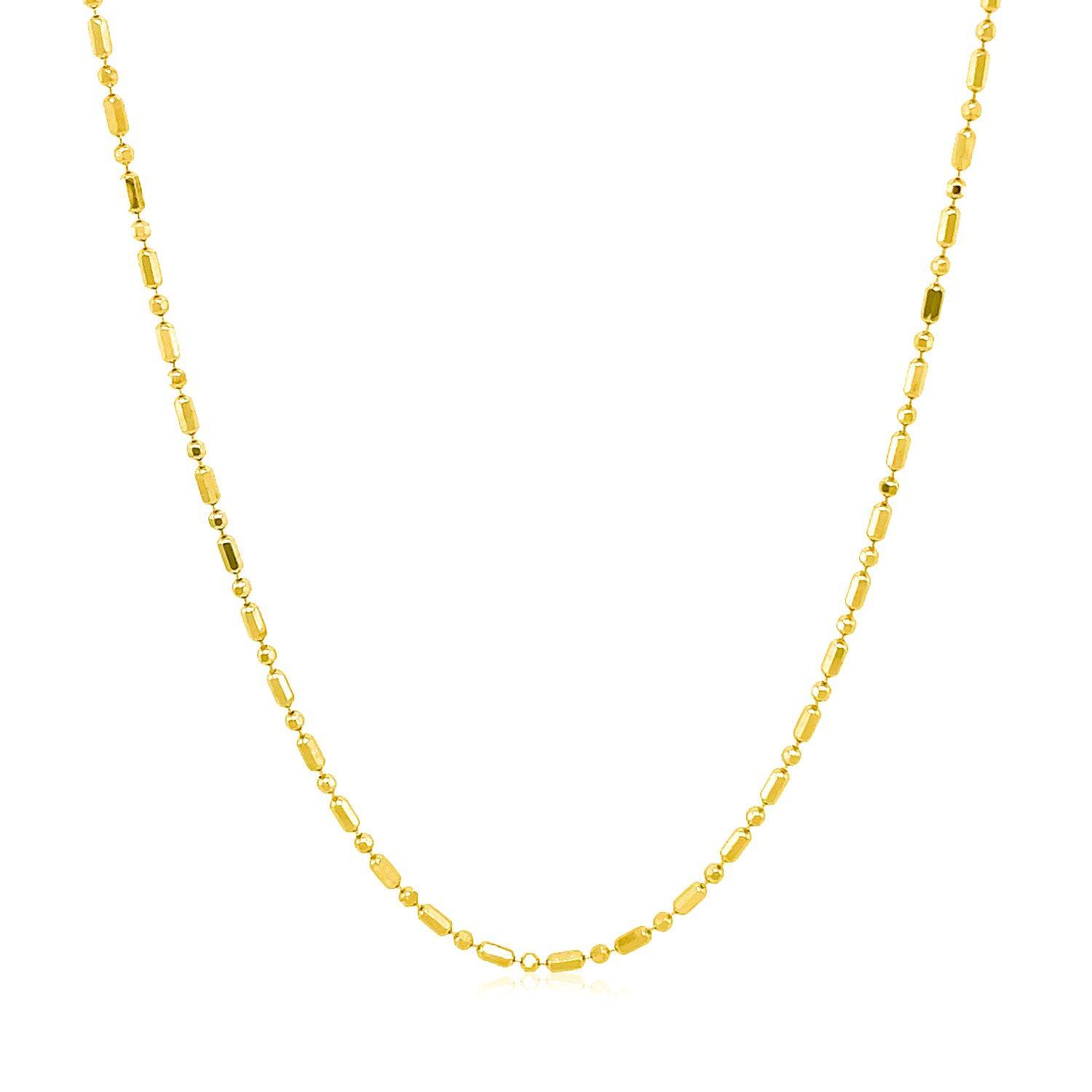 14k Yellow Gold Diamond-Cut Alternating Bead Chain (1.10 mm) - Forever in Harmony