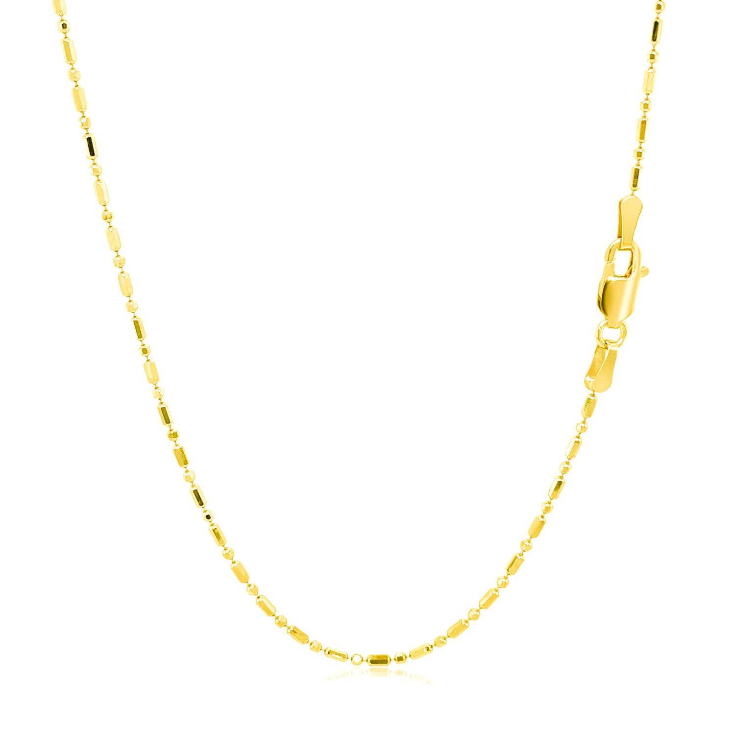 14k Yellow Gold Diamond-Cut Alternating Bead Chain (1.10 mm) - Forever in Harmony