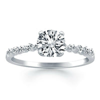 14k White Gold Diamond Engagement Ring with Shared Prong Diamond Accents - Forever in Harmony