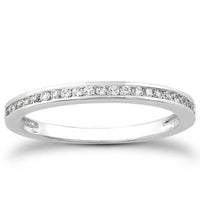 14k White Gold Slender Channel Set Diamond Wedding Ring Band Set 1/2 Around - Forever in Harmony