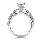 14k White Gold Cathedral Double Row Pave Diamond Engagement Ring - Forever in Harmony