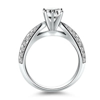 14k White Gold Cathedral Double Row Pave Diamond Engagement Ring - Forever in Harmony