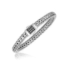 Sterling Silver Braided Style Mens Bracelet with Black Sapphire Accents(1.70 mm) | - Forever in Harmony