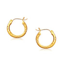 14k Yellow Gold Fancy Diamond Cut Hoop Earrings (3x15mm) - Forever in Harmony