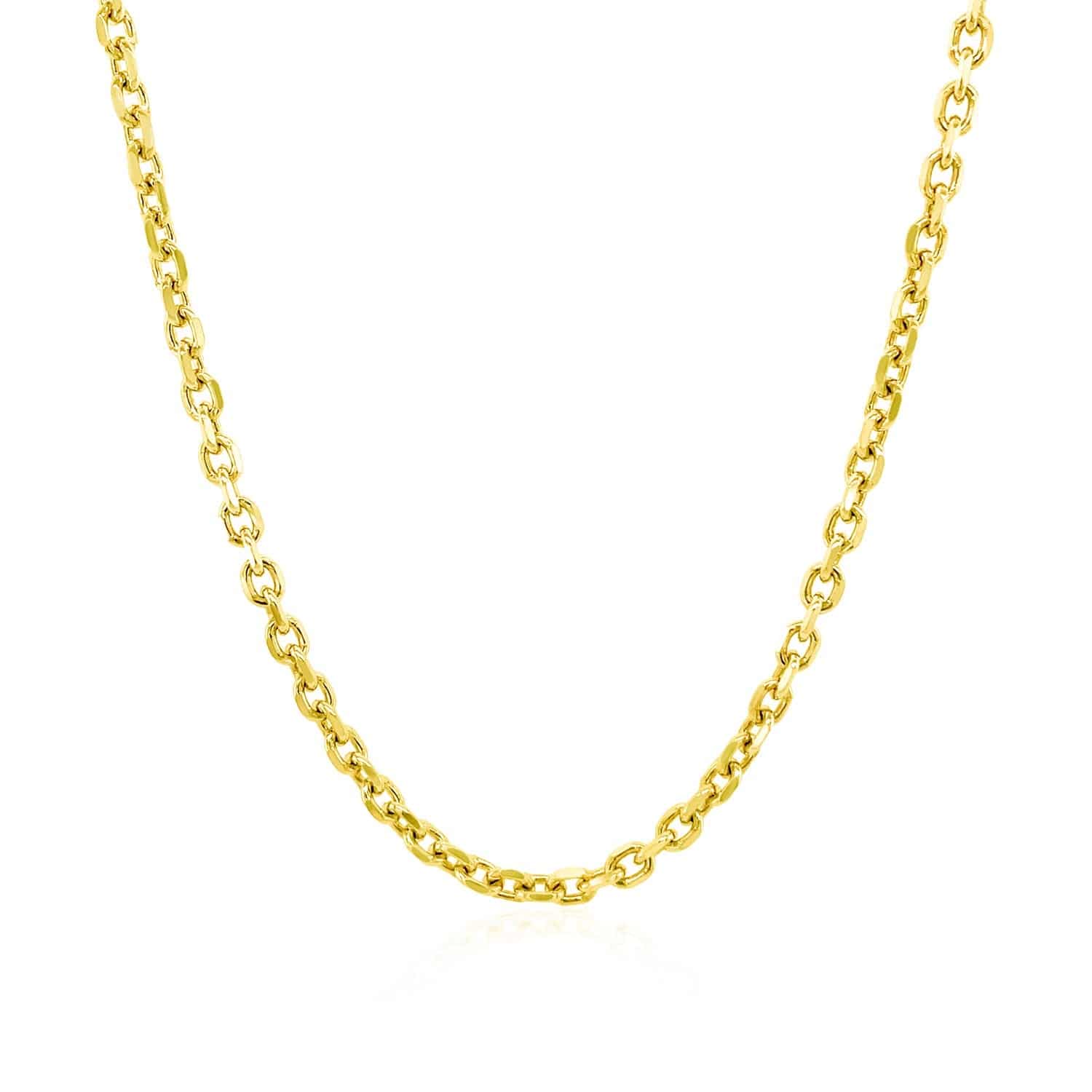 14k Yellow Gold Diamond Cut Cable Link Chain (2.20 mm) - Forever in Harmony