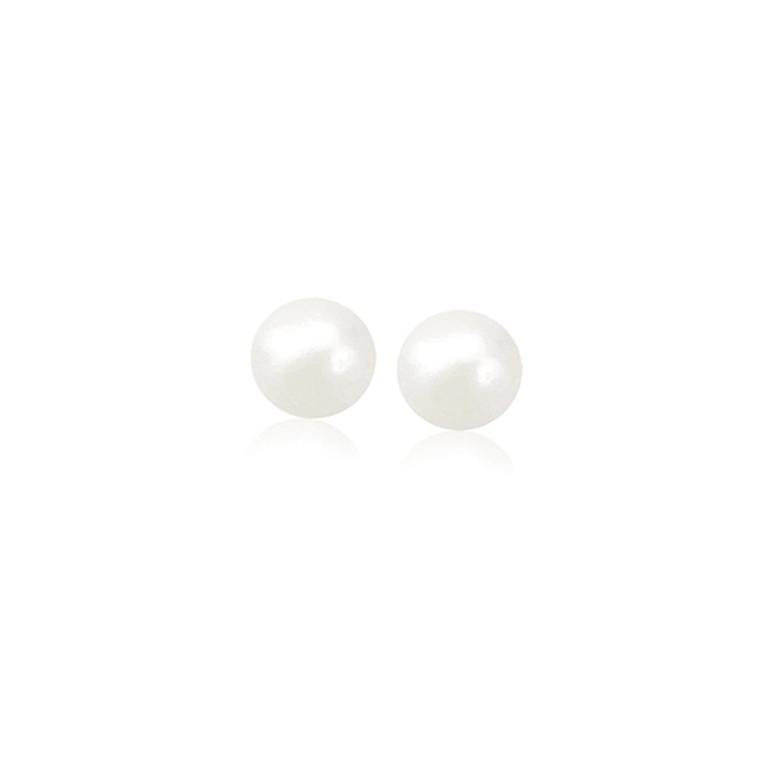 14k Yellow Gold Freshwater Cultured White Pearl Stud Earrings (5mm) - Forever in Harmony