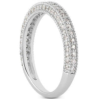 14k White Gold Fancy Pave Diamond Milgrain Textured Wedding Ring Band - Forever in Harmony