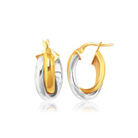 14k Two-Tone Gold Double Row Intertwined Oval Hoop Earrings - Forever in Harmony