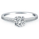 14k White Gold Classic Diamond Pave Solitaire Engagement Ring - Forever in Harmony