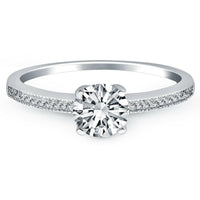 14k White Gold Classic Diamond Pave Solitaire Engagement Ring - Forever in Harmony