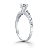 14k White Gold Classic Diamond Pave Solitaire Engagement Ring - Forever in Harmony