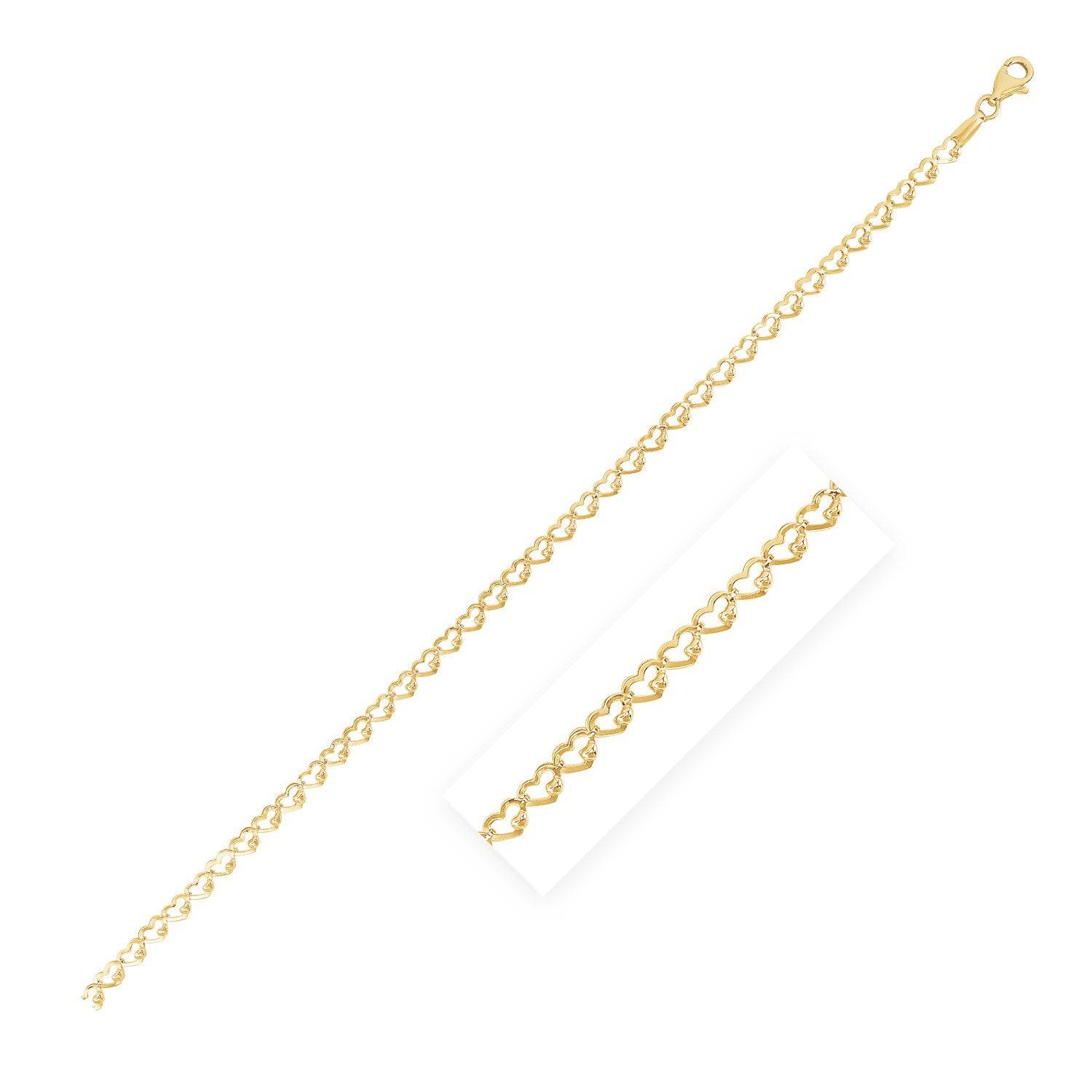 14k Yellow Gold High Polish Heart Link Chain (3.20 mm) |