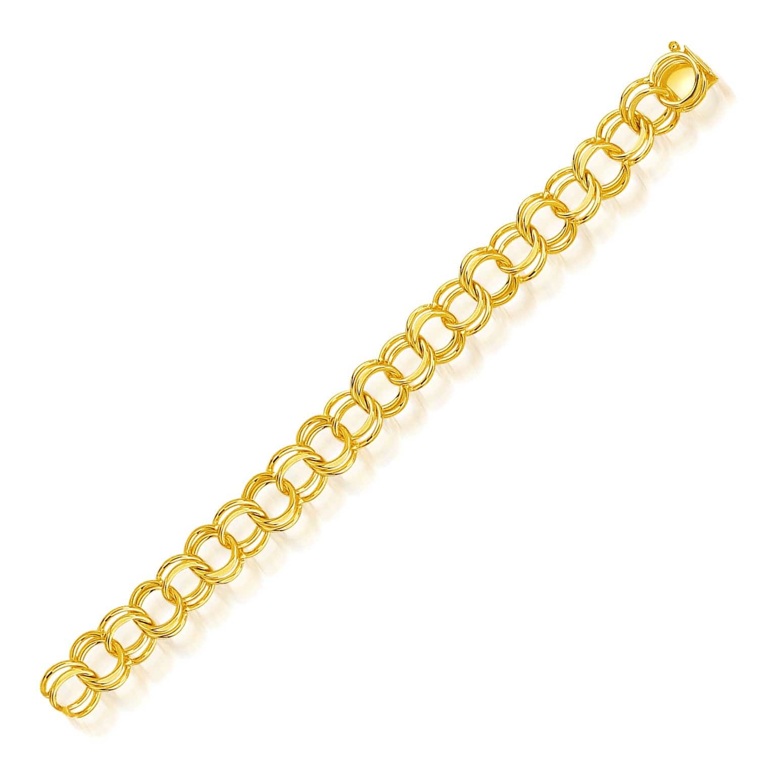 14k Yellow Gold Solid Double Link Charm Bracelet (10.00 mm) |