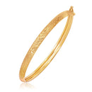 14k Yellow Gold Diamond Cut Motif Dome Style Childrens Bangle (5.50 mm) | - Forever in Harmony