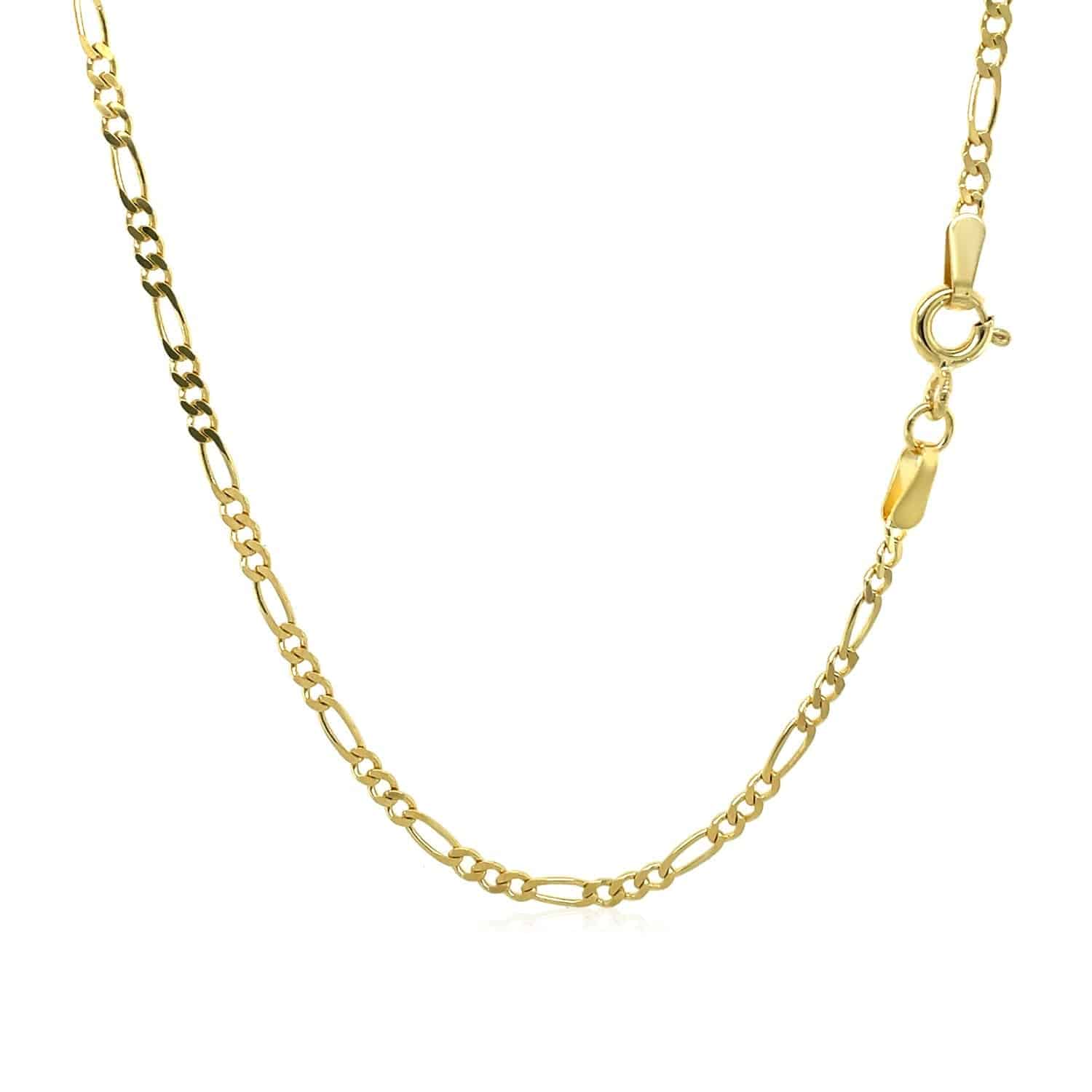 14k Yellow Gold Solid Figaro Chain (1.90 mm) - Forever in Harmony