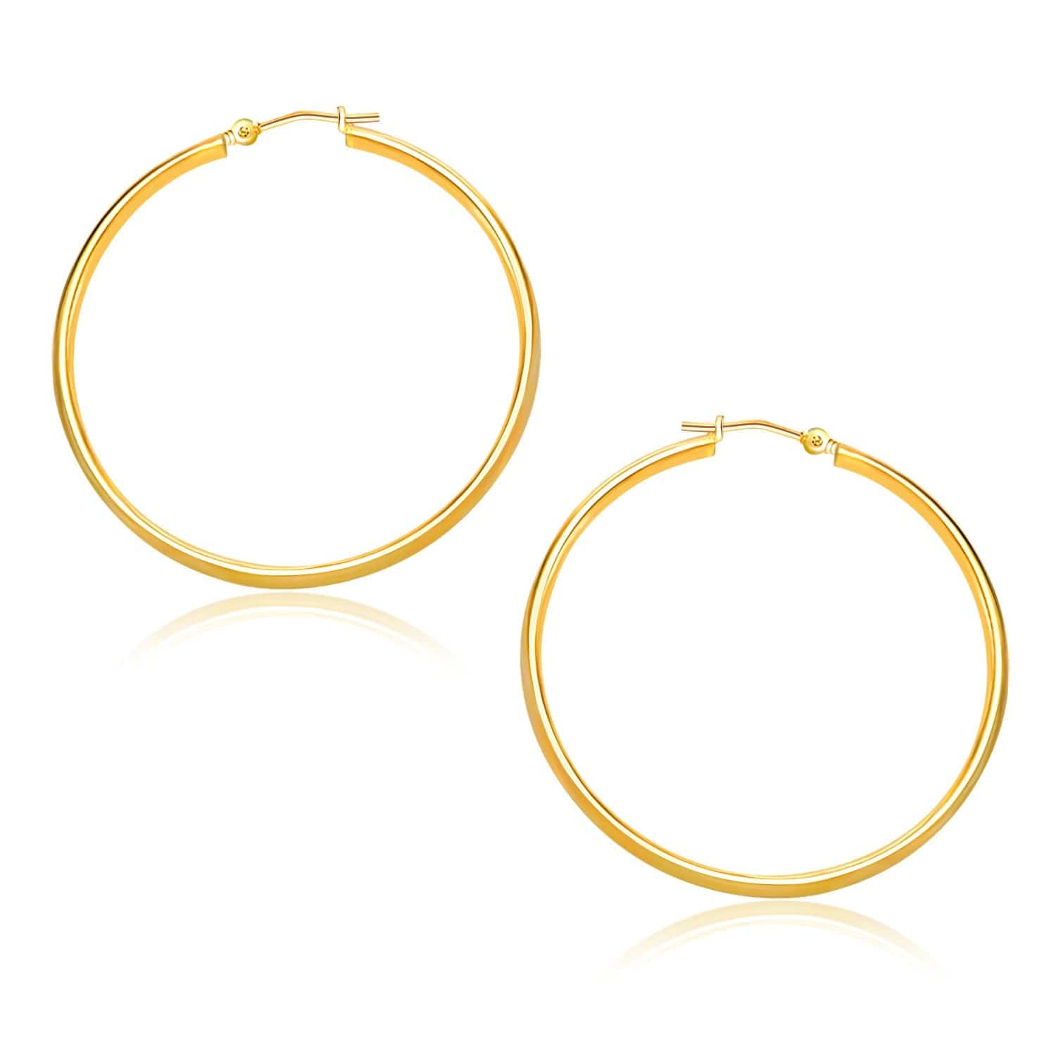 14k Yellow Gold Polished Hoop Earrings (1.5x30mm)