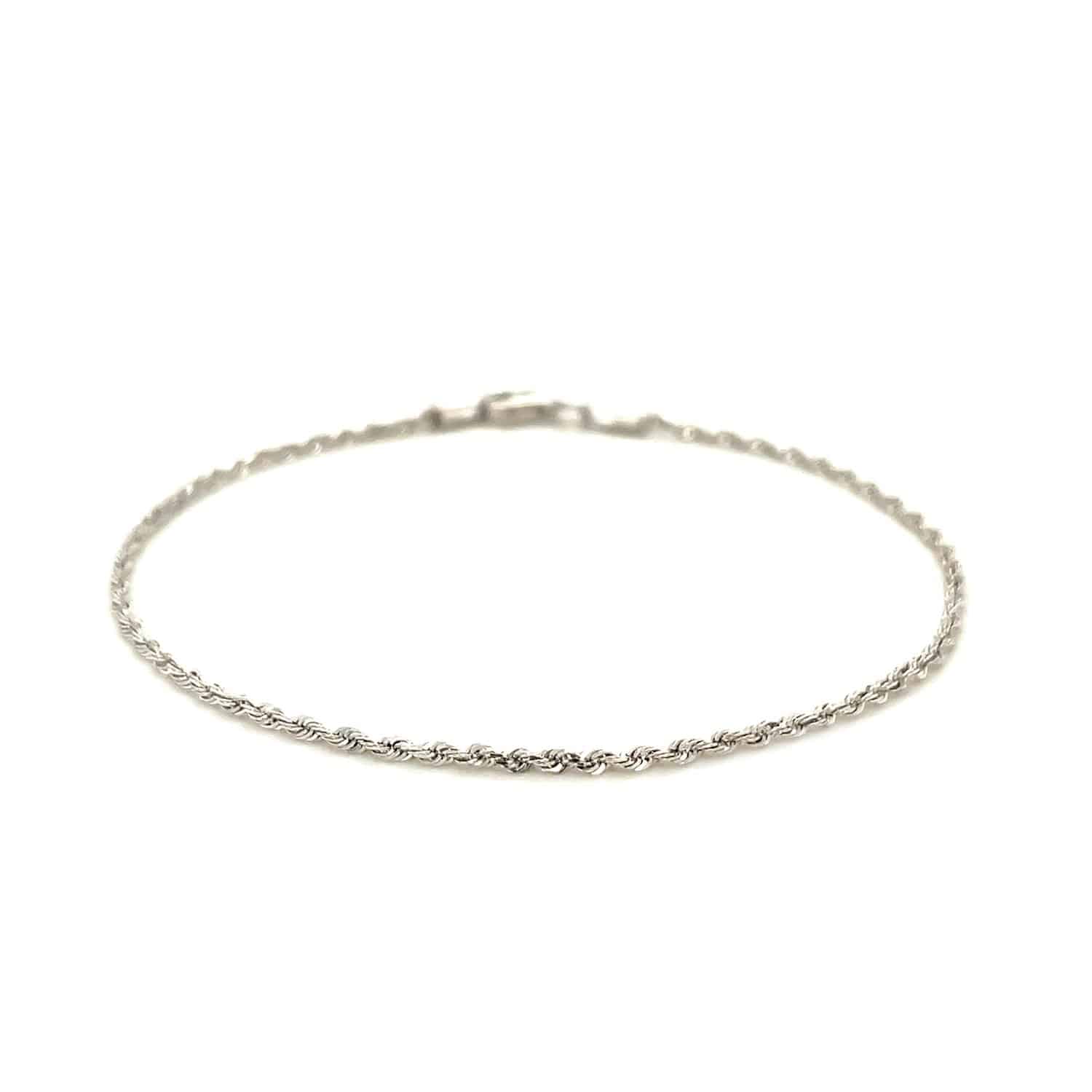 14k White Gold Solid Diamond Cut Rope Bracelet (1.60 mm) |