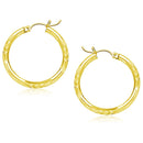 14k Yellow Gold Diamond Cut Hoop Earrings (3x25mm) - Forever in Harmony