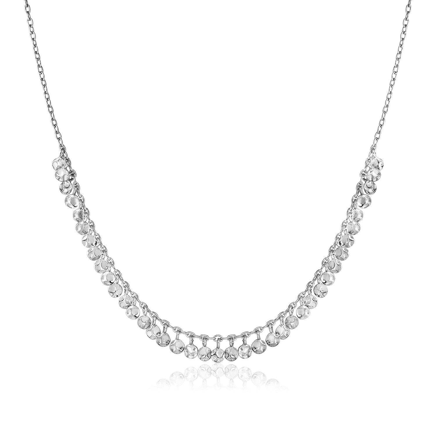 Sterling Silver 16 inch Necklace with Textured Beads - Forever in Harmony