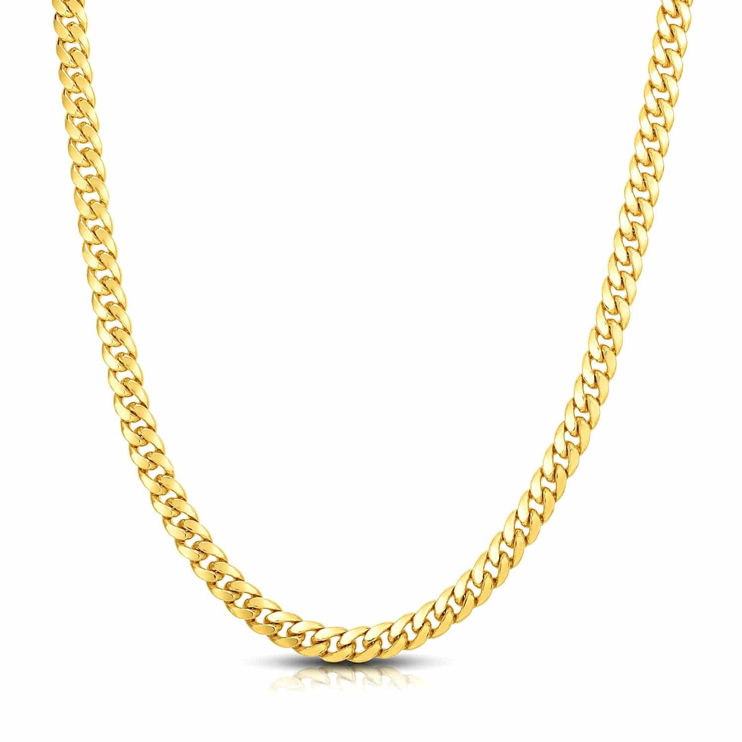 14k Yellow Gold Classic Miami Cuban Solid Chain (7.10 mm) - Forever in Harmony