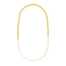 14k Yellow Gold Oval Chain Necklace with Pearls - Forever in Harmony