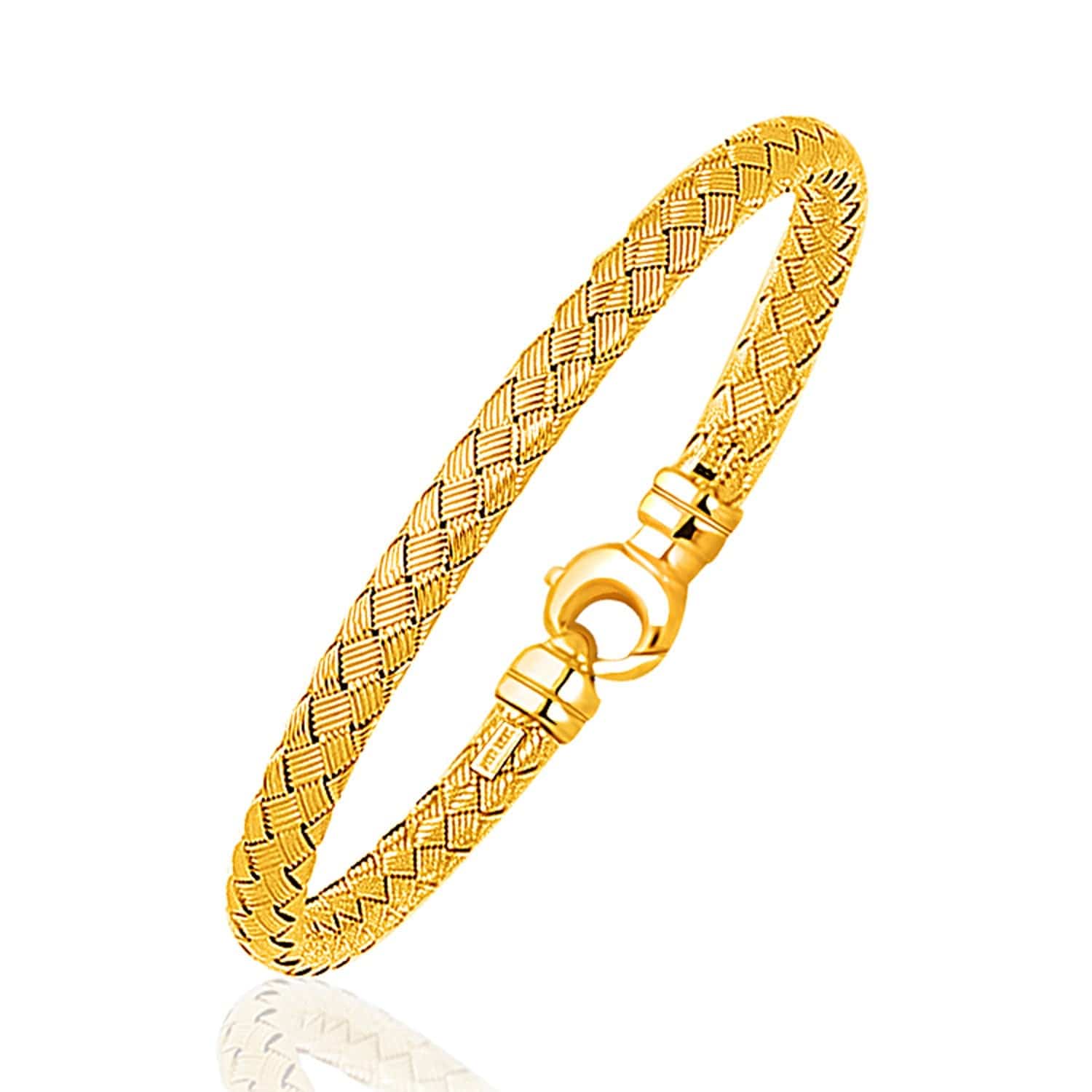 Fancy Weave Bangle in 14k Yellow Gold (5.00 mm) |