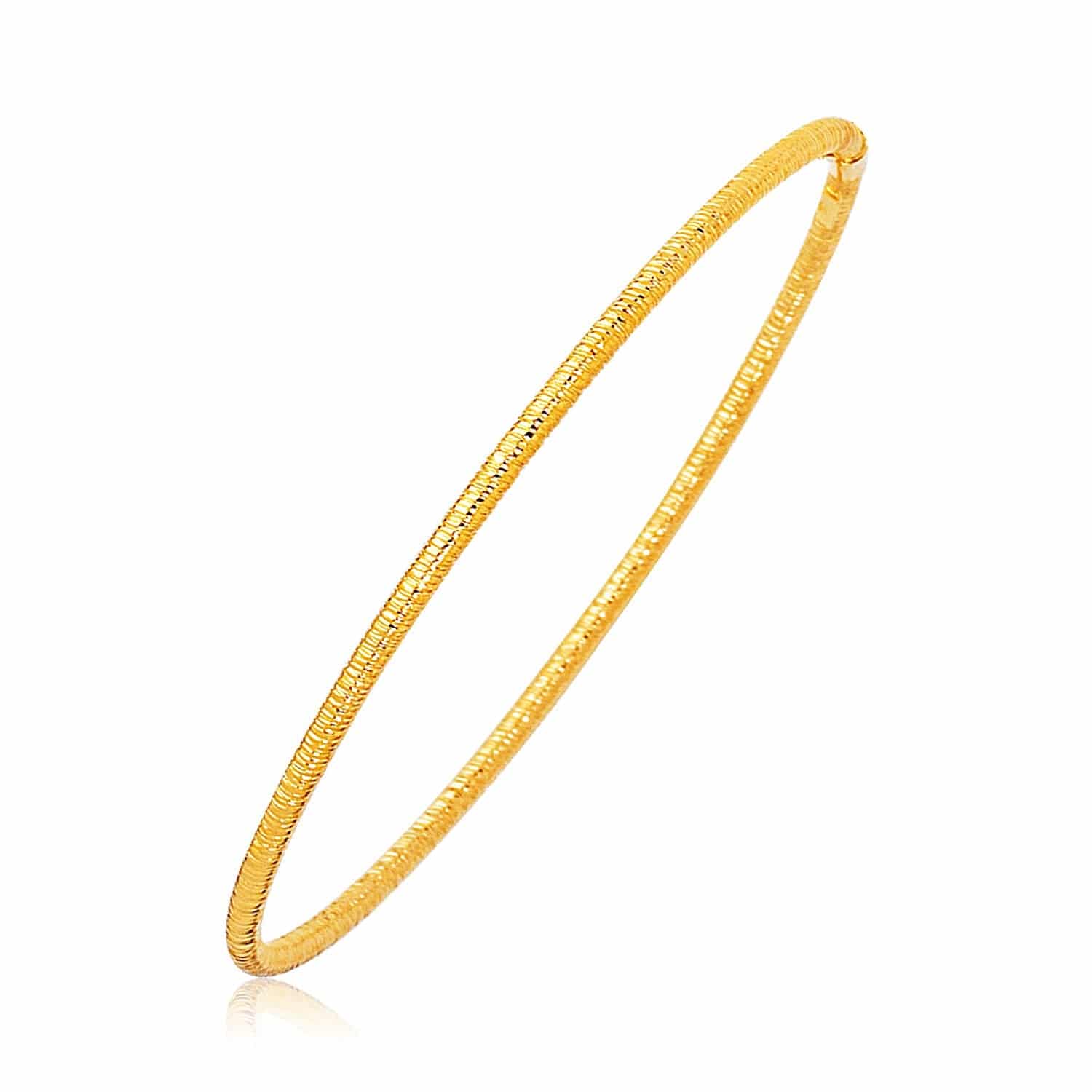 14k Yellow Gold Thin Textured Stackable Bangle (3.00 mm) |